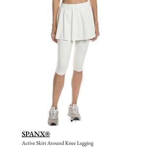 Spanx Booty Boost Active Skirt Around Knee Leggings White Cloud 1X NWT